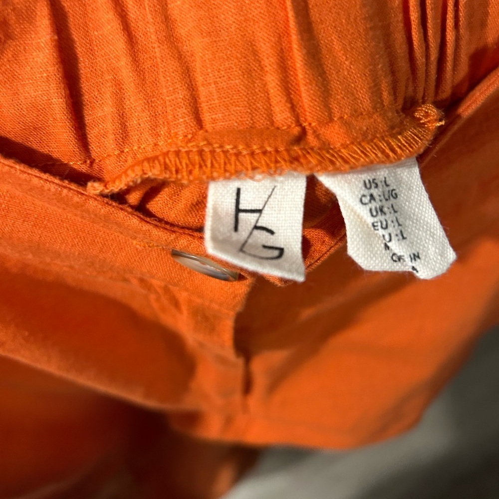 Utility Linen Cargo Relaxed Fit Orange Cargo Long Pants - Picture 3 of 4
